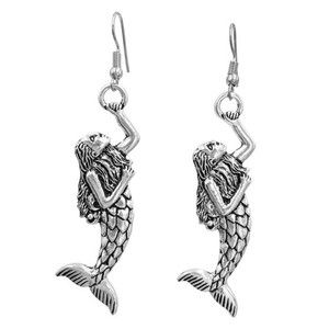 Mermaid Nautical Silver Dangle Earrings